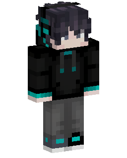 Cyan Trim Hooded Boy Minecraft skin