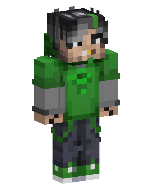 Green Hoodie Gamer Minecraft skini