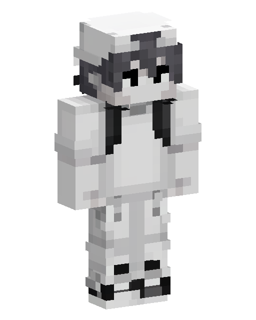 Monochrome Hoodie Anime Girl Minecraft 皮肤