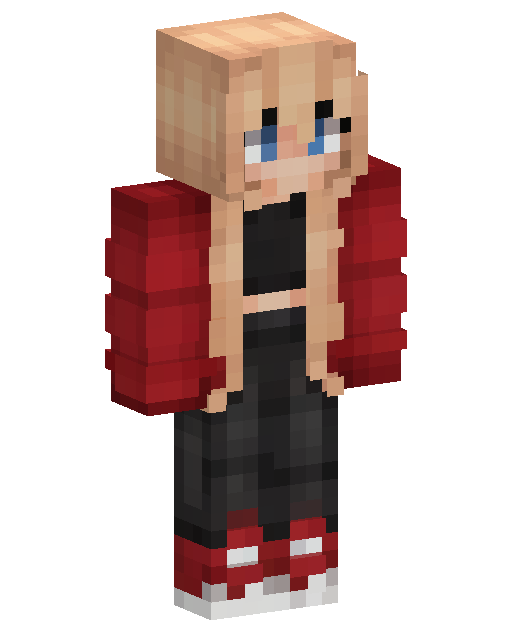 Skin Minecraft Blonde Red Jacket Girl