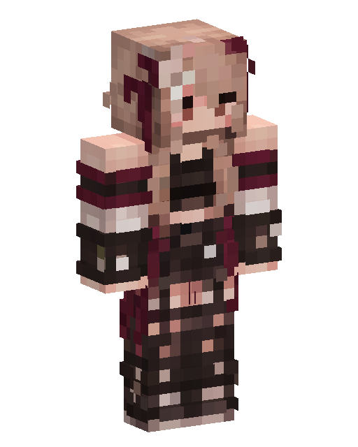 Maroon Striped Anime Girl — Minecraft Skin Download