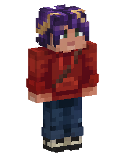 Purple Hair Red Hoodie Minecraft-Skin