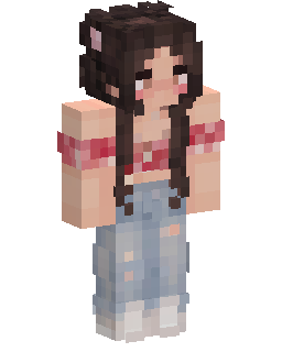 Red Top Overalls Girl Minecraft skin