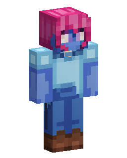 Pink Haired Blue Hoodie Girl Minecraft 스킨