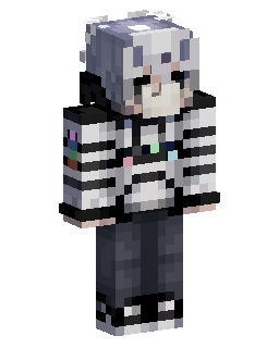 Grey Hair Striped Shirt 的 Minecraft 皮肤