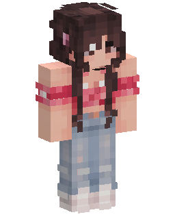 Red Shirt Denim Girl Minecraft skin