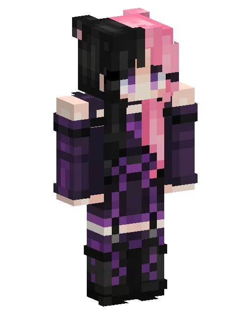Skin de Minecraft Pink Hair Dark Purple Outfit