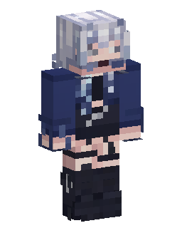 Silver Haired Navy Hoodie Anime Minecraft-Skin