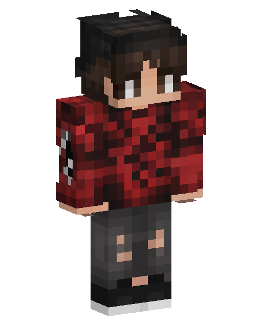 Minecraft-skin Red Plaid Hoodie Boy