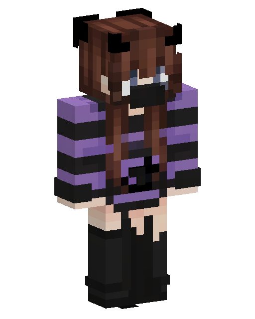 Purple Striped Cat Girl Minecraft skin