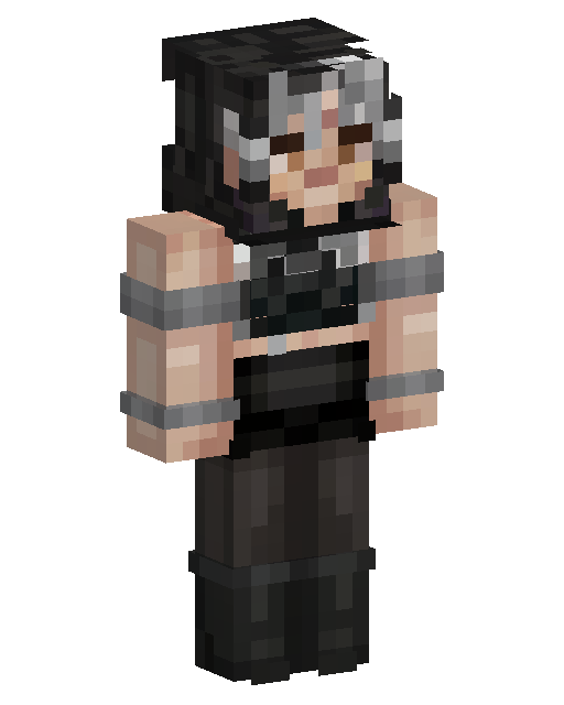 Black Outfit Silver Hair Minecraft skin