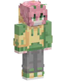 Pink Haired Green Hoodie Minecraft skin