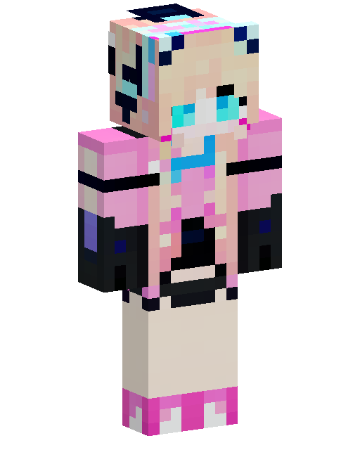 Minecraft-skin Pink Girl with Blue Glasses