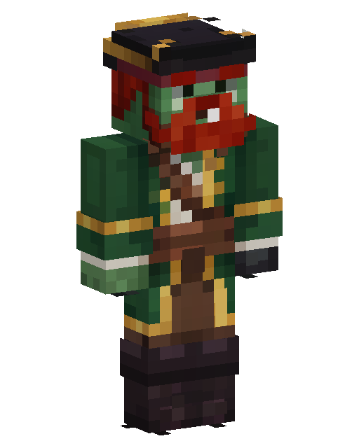 Green Pirate Captain Minecraft skin