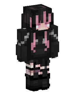 Black Hair Pink Eyed Girl Minecraft-Skin