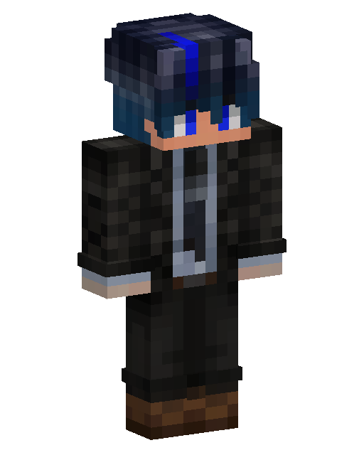 Blue Hair Dark Suit Minecraft skin