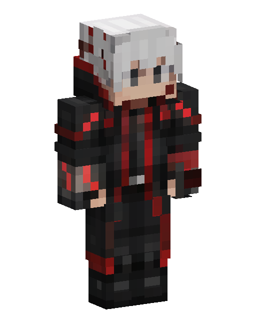 Skin Minecraft Silver Hair Red Trim Coat