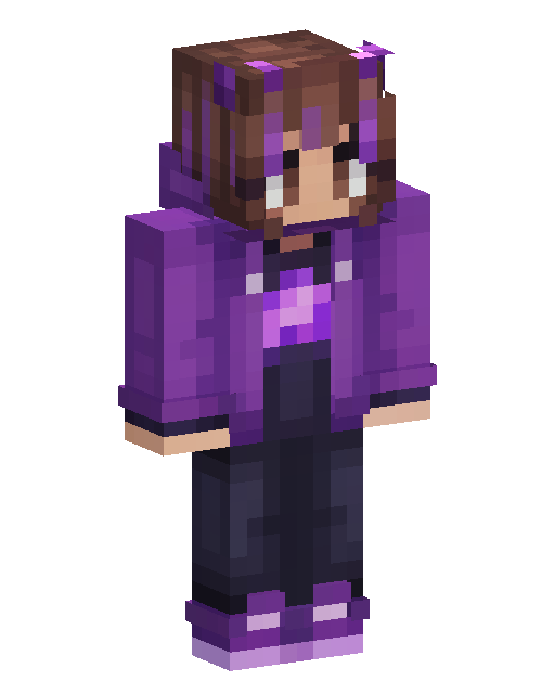 Purple Hoodie Brown Hair Minecraft skin