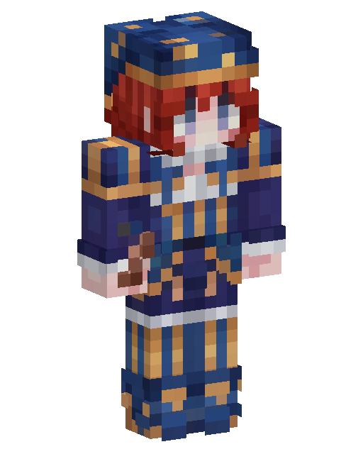 Minecraft-skin Auburn Haired Navy Gold Outfit