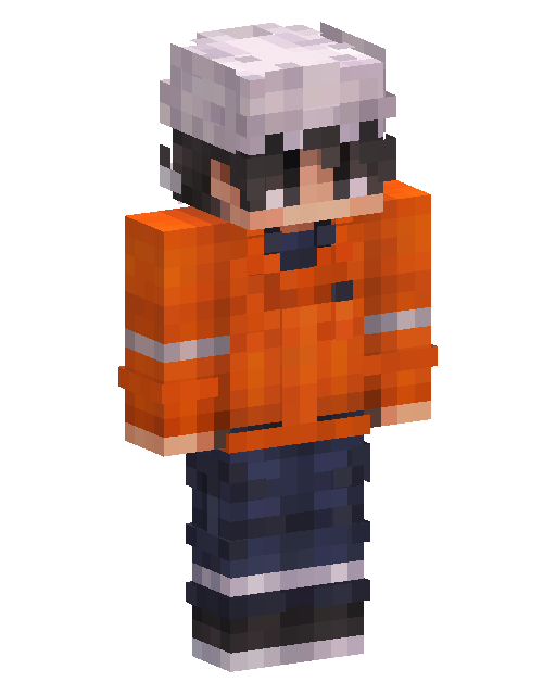 Skin Minecraft White Haired Orange Hoodie