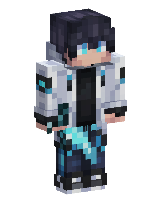 Skin de Minecraft Hooded Cyan Tech Warrior