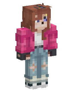 Skin Minecraft Pink Jacket Brown Hair Girl