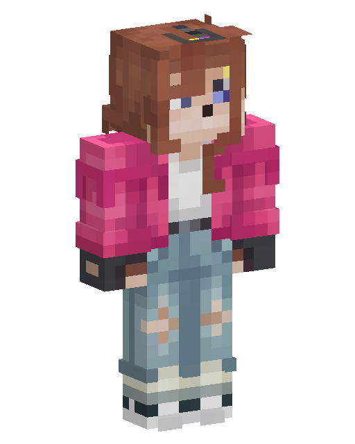 Minecraft-Skin Pink Jacket Brown Hair Girl