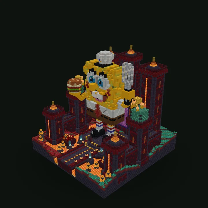 Sponge bob statue in the Nether – stavba v Minecraftu