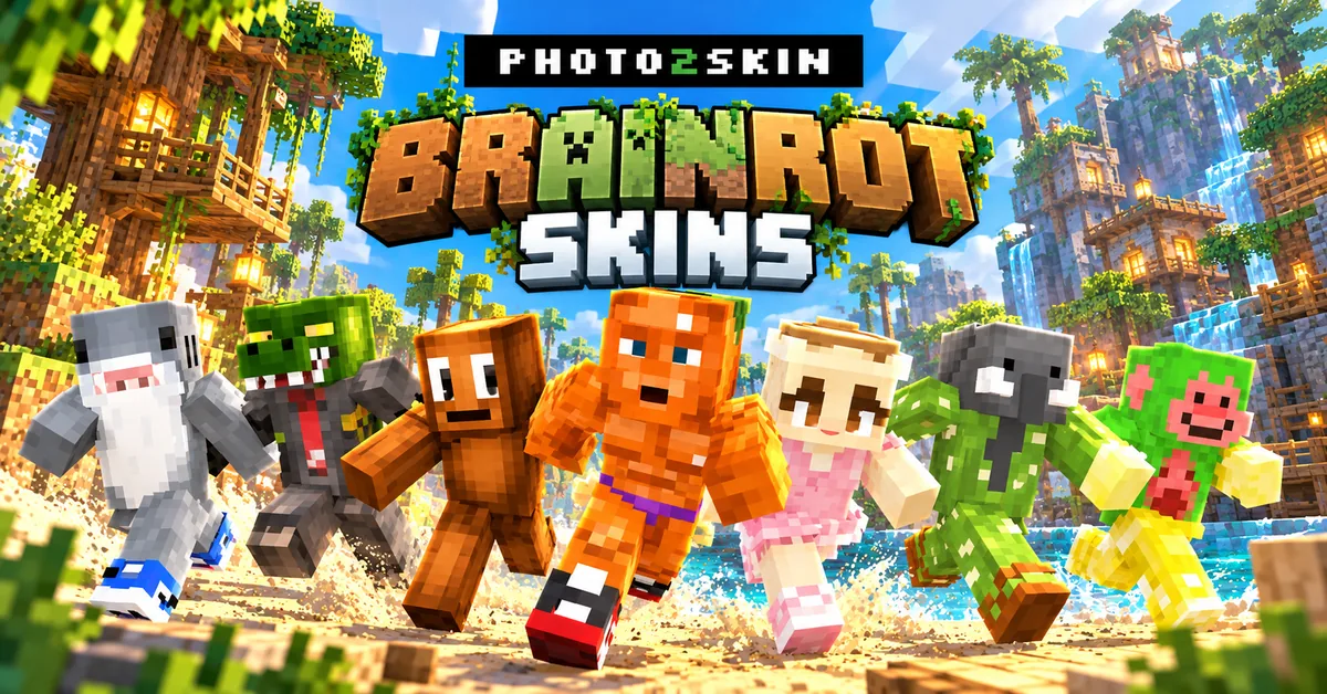 Brainrot skiny do Minecraftu: Tralalero Tralala, Tung Tung Tung Sahur, Ballerina Cappuccina a další virální postavy z memů
