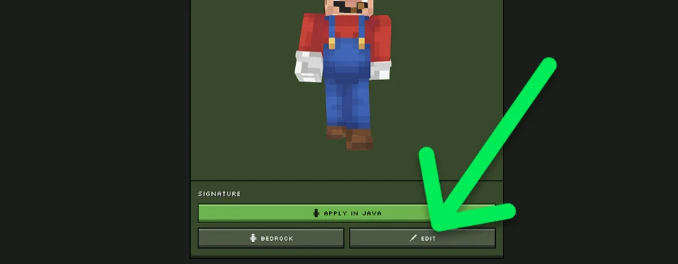The edit button on an AI-generated skin, which opens it in the Minecraft skin editor