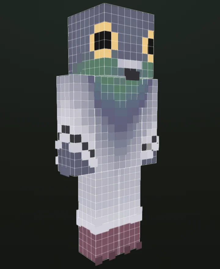 Painting a Minecraft skin directly on the rotatable 3D character model