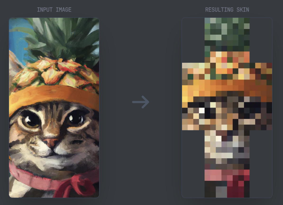 Bad image to Minecraft skin conversion created by a basic pixelation tool
